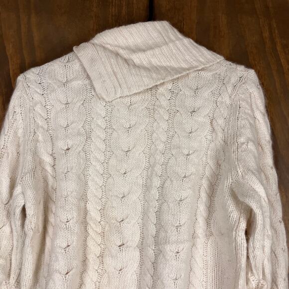 Banana Republic Womens Sweater Ivory Cable Knit Rabbit Hair Wool Blend Large - Picture 10 of 13